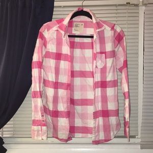 Pink and white flannel
